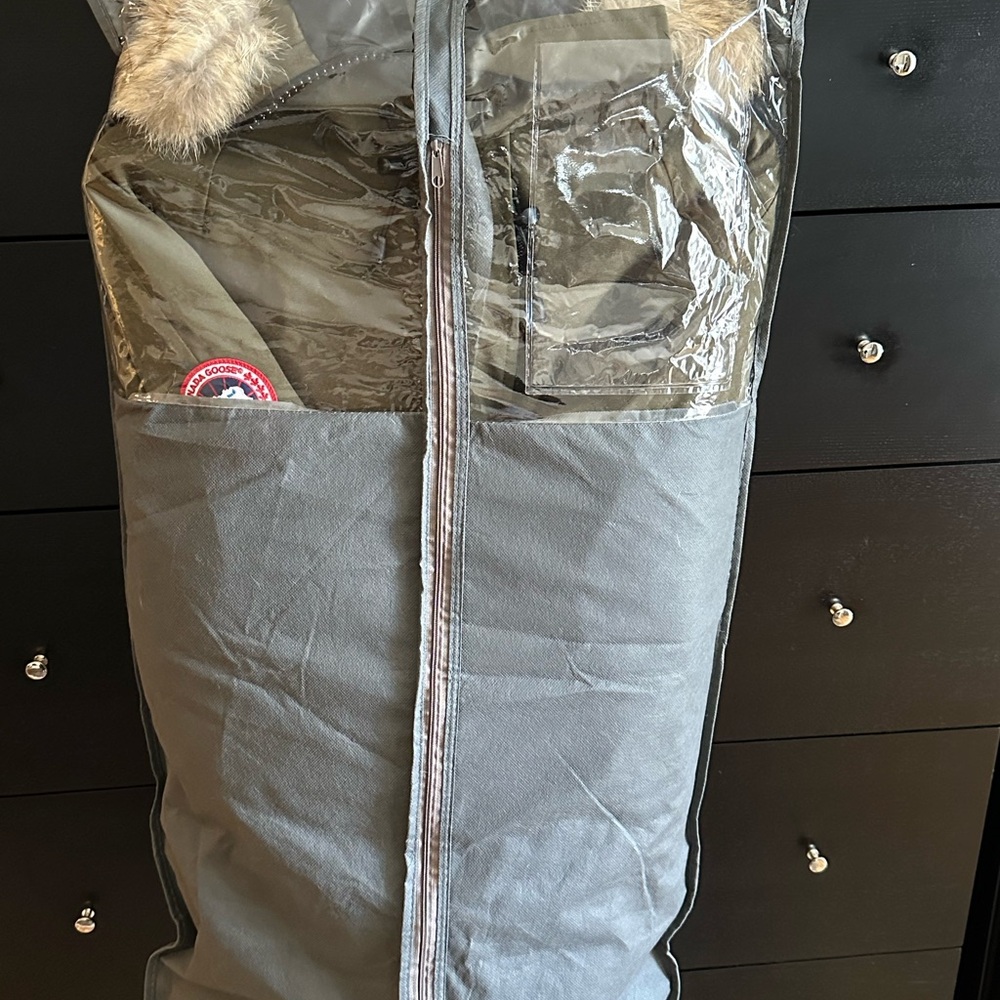 Canada Goose Olive Green Bomber Jacket with Fur Trim - Picture 3 of 7